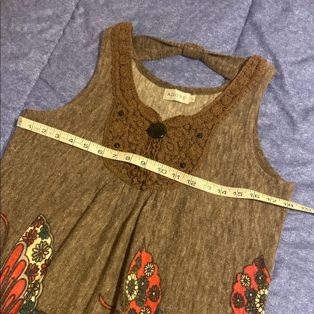 Adore Brown Dress with Colorful Butterfly Pattern - Picture 6 of 9